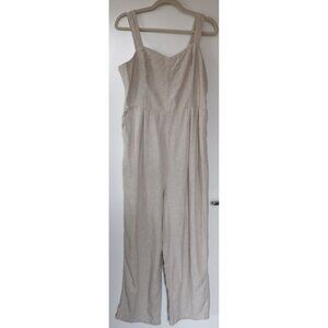 Old Navy Button-Front Linen-Blend Cami Jumpsuit L Beige